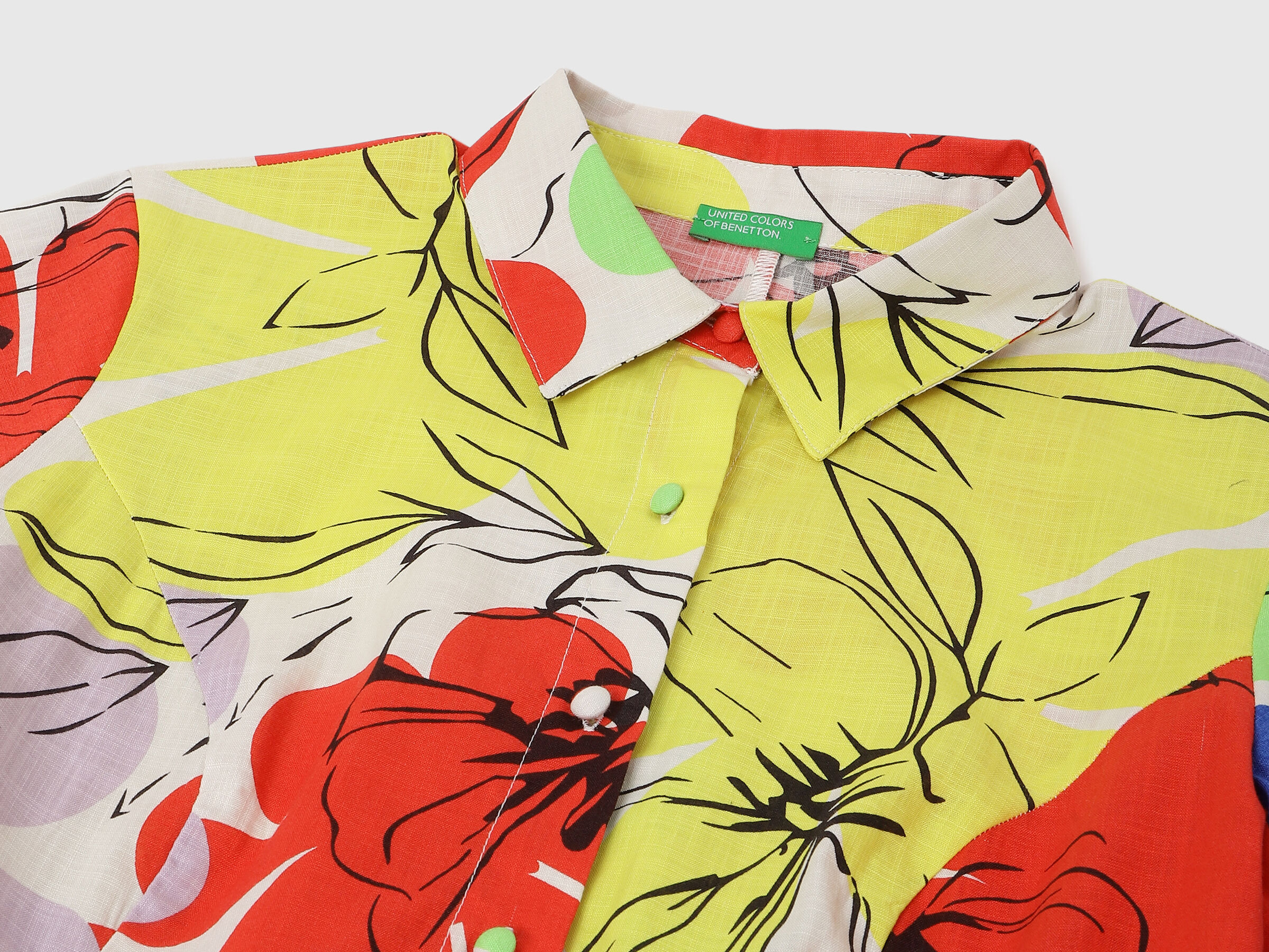 S/S PRINTED SHORT FLARE DRESS WITH BELT image number 9